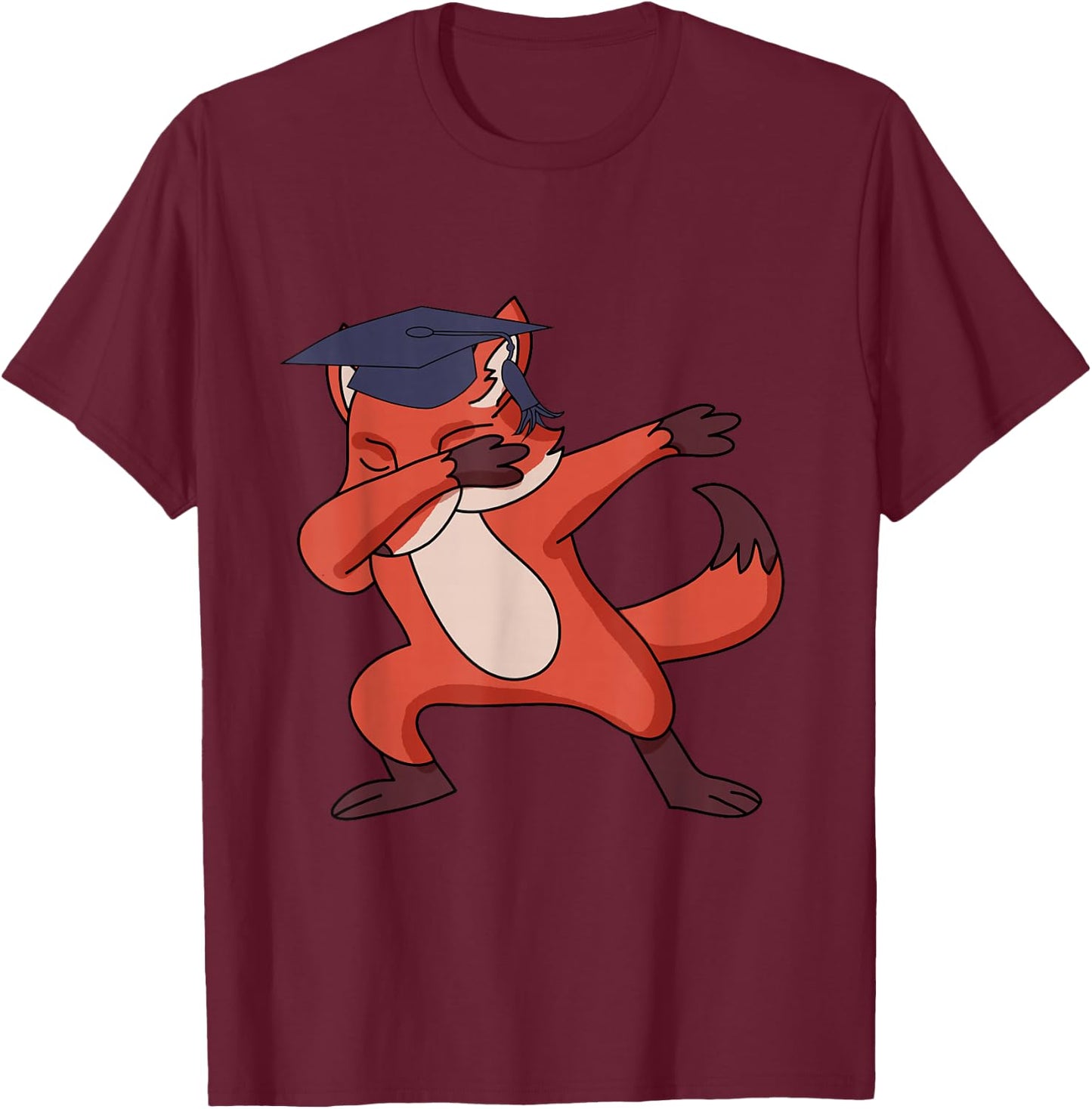 Dabbing Graduate Fox - Funny Graduation Animal Shirt T-Shirt - T-Shirt | Maroon