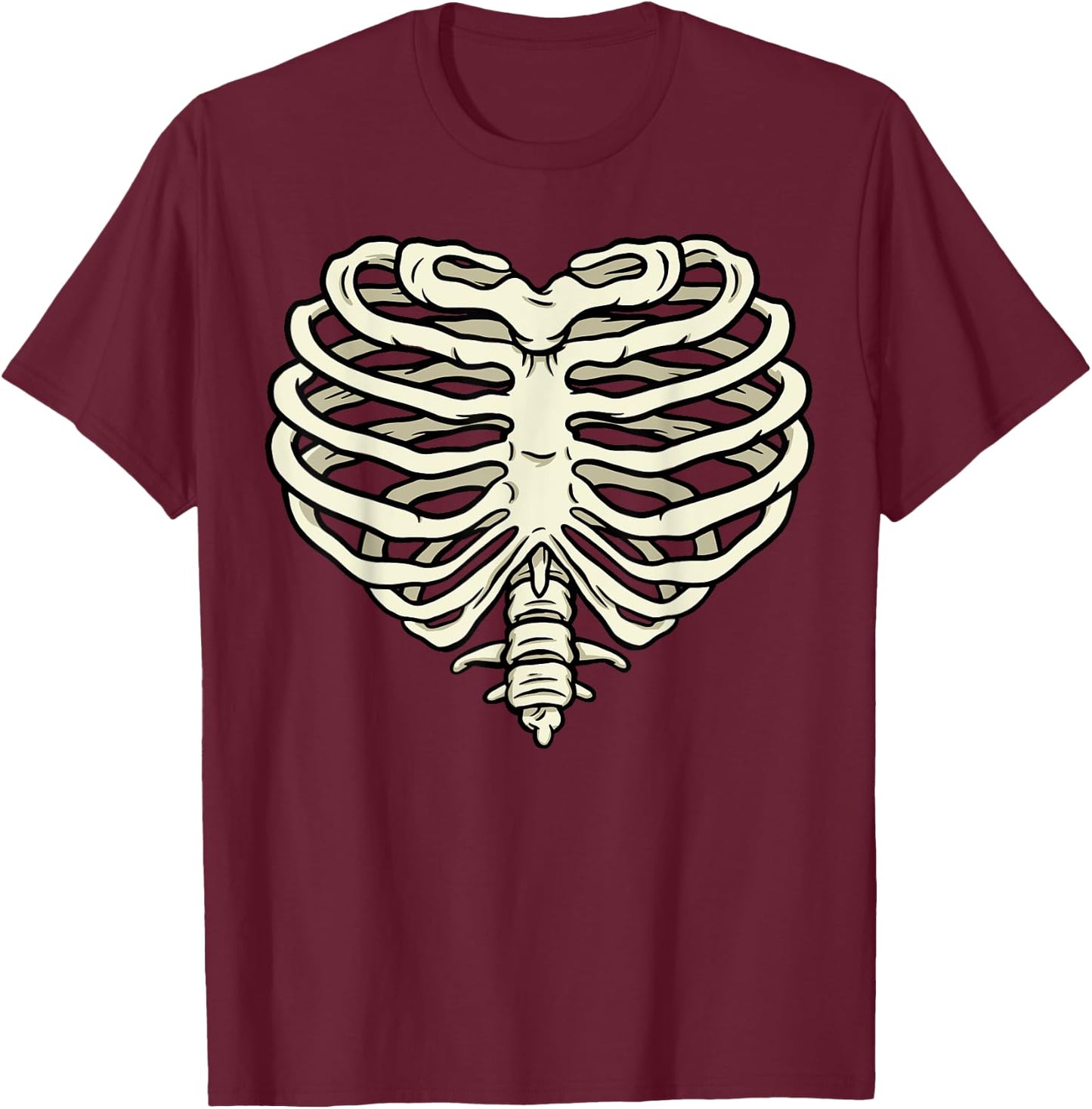 Heart Rib Cage Skeleton Bone T-Shirt - T-Shirt | Maroon