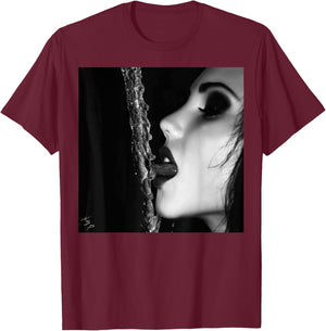 Men's Shirt with Girl On It - Sexy Face, Lips, Tongue T-Shirt - T-Shirt | Maroon
