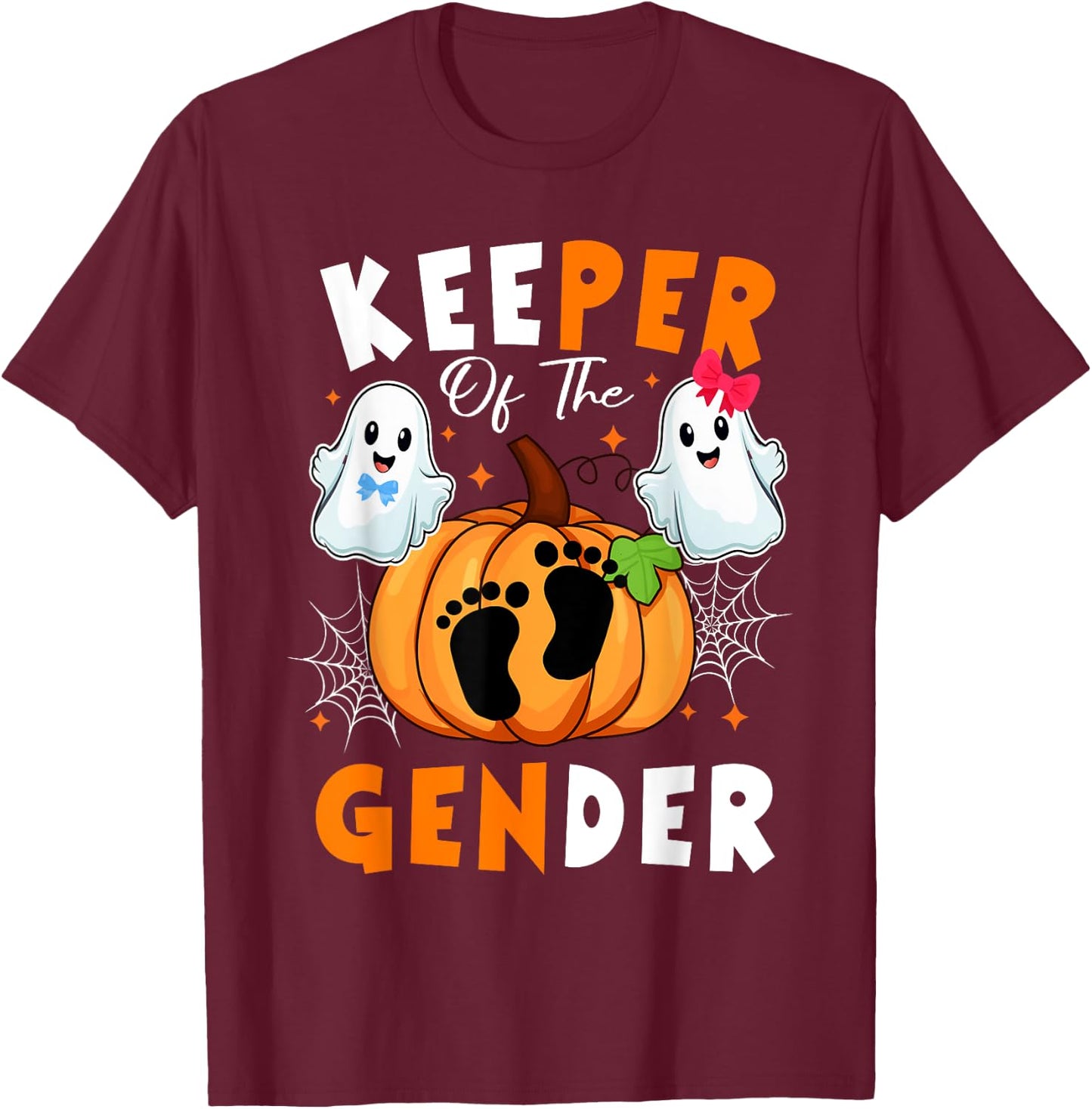 Keeper of the Gender Reveal Baby Halloween Thanksgiving T-Shirt - T-Shirt | Maroon