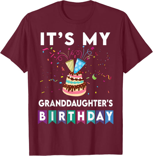 It's My granddaughter's Birthday Family Matching confetti T-Shirt - T-Shirt | Maroon