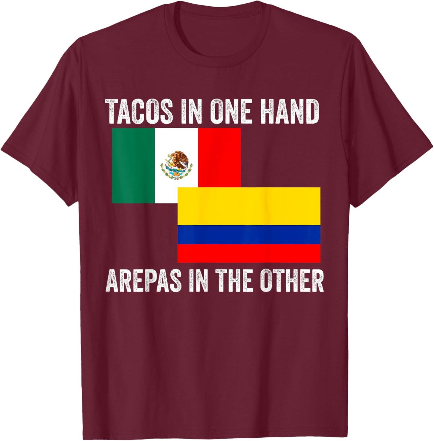Half Colombian Half Mexican Flag 1/2 Heritage Pride T-Shirt - T-Shirt | Maroon