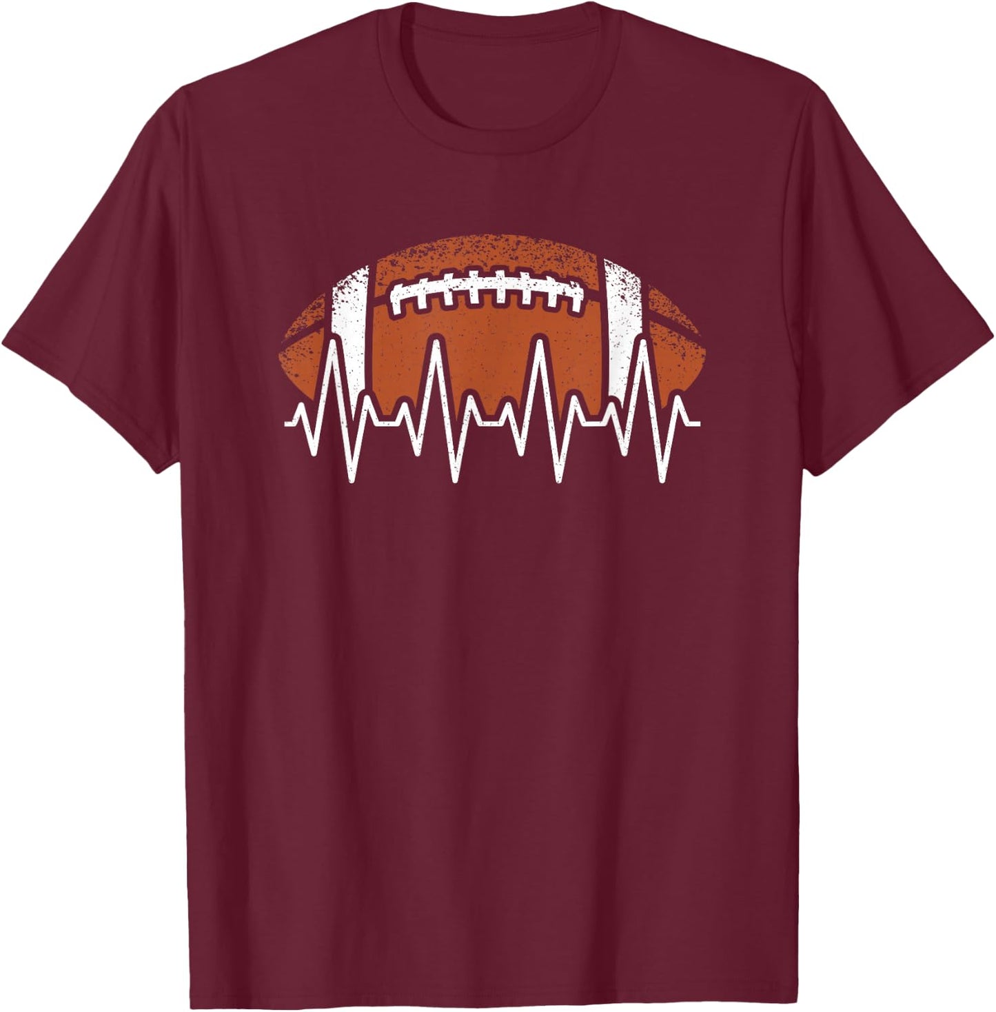 Vintage American Football Heartbeat Men Women Kids T-Shirt - T-Shirt | Maroon