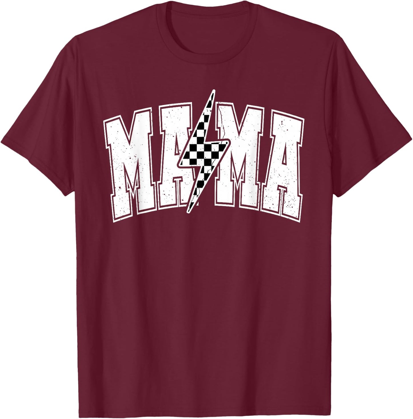 Mama Lightning Bolt Checkered Mother's Day Varsity For Mom T-Shirt - T-Shirt | Maroon
