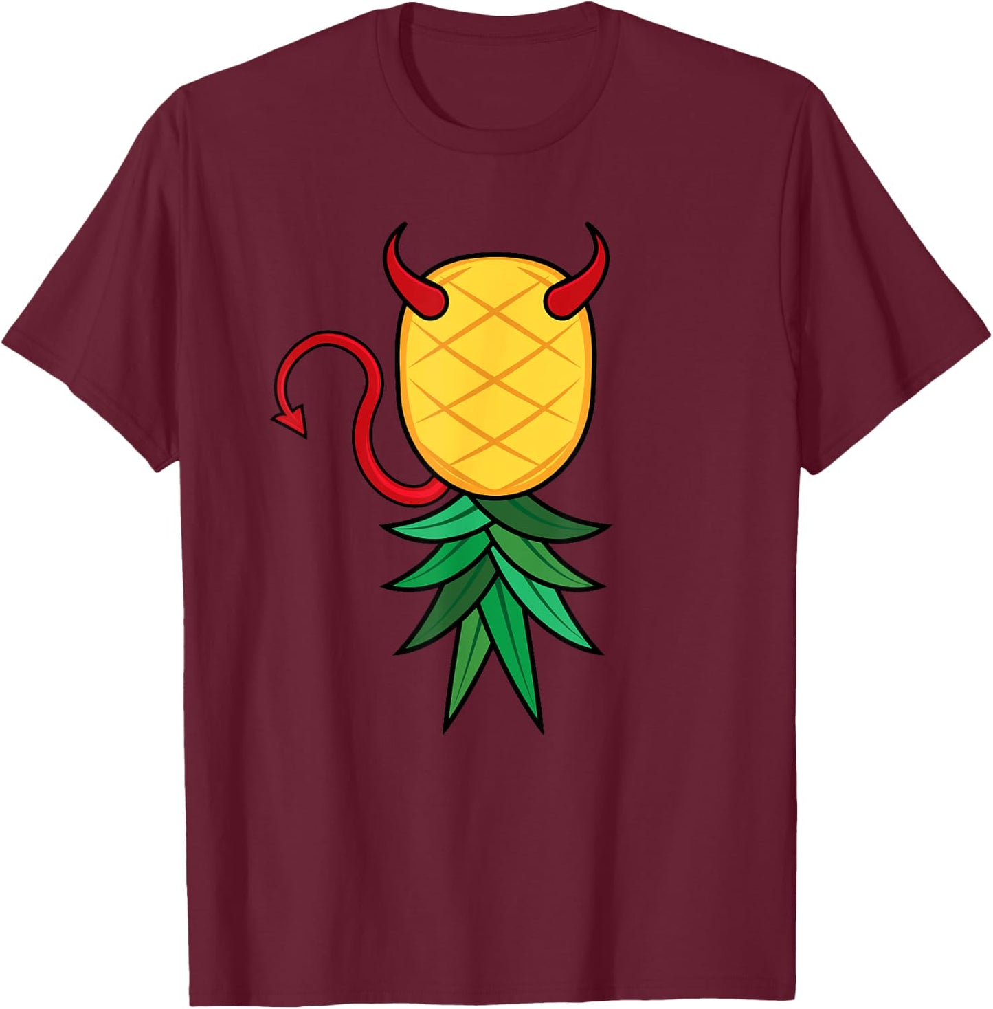 Halloween Devil Costume Upside Down Pineapple Swinger T-Shirt - T-Shirt | Maroon