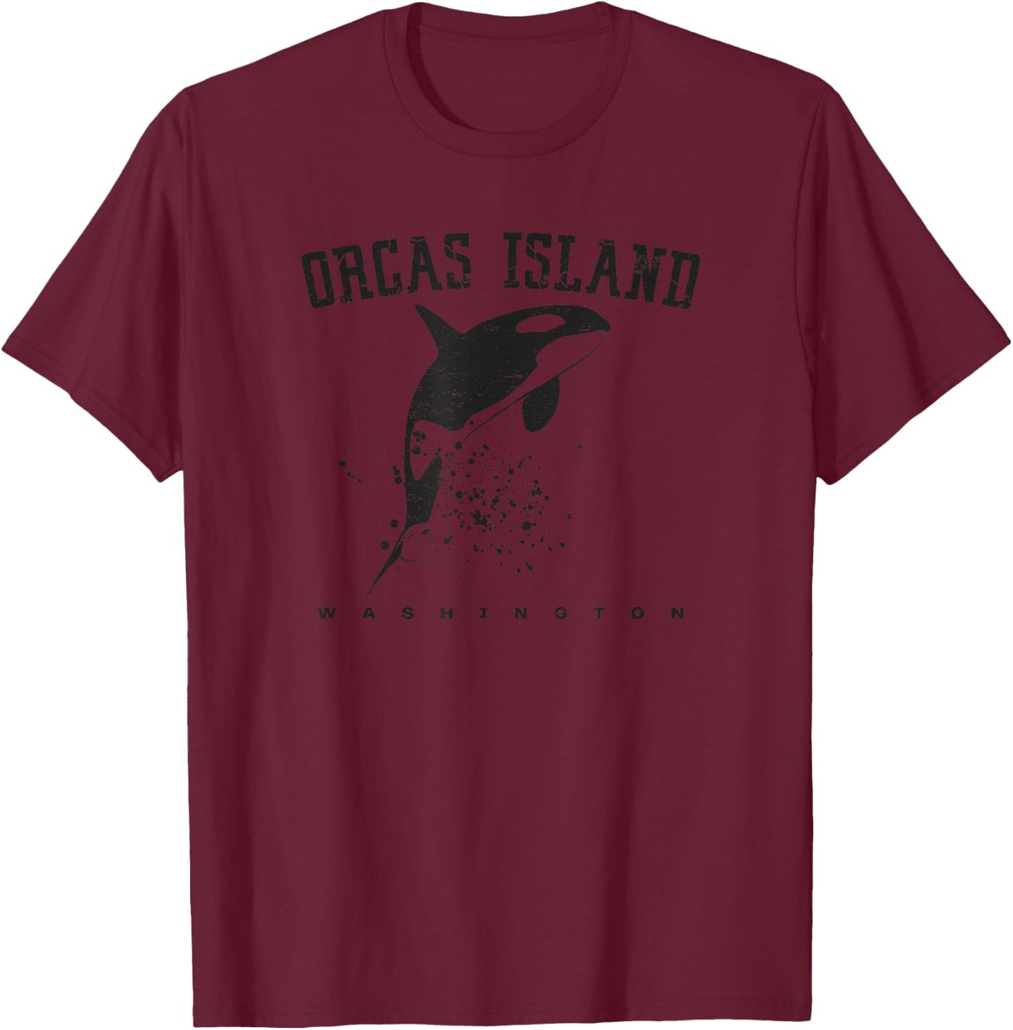 ORCAS ISLAND WASHINGTON Killer Whale Lover Souvenir Graphic T-Shirt - T-Shirt | Maroon