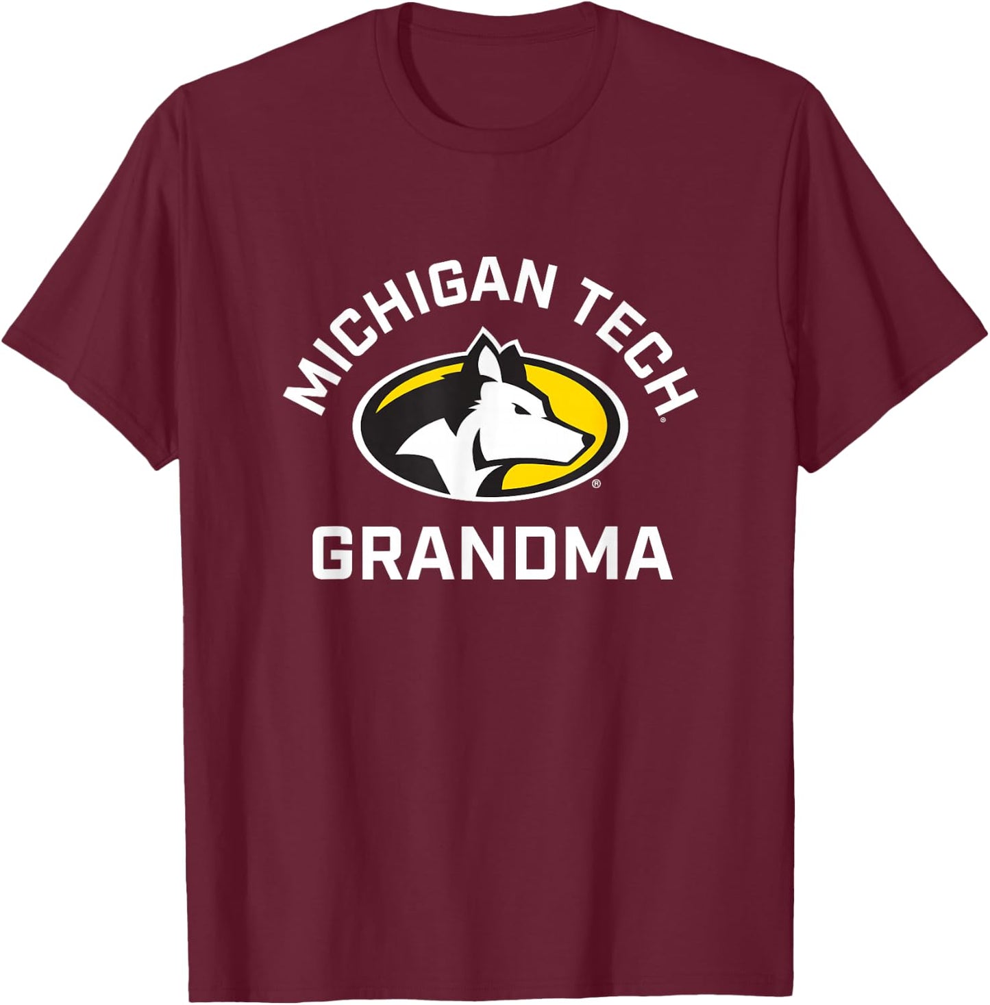 Michigan Tech Huskies Arched Grandma T-Shirt - T-Shirt | Maroon