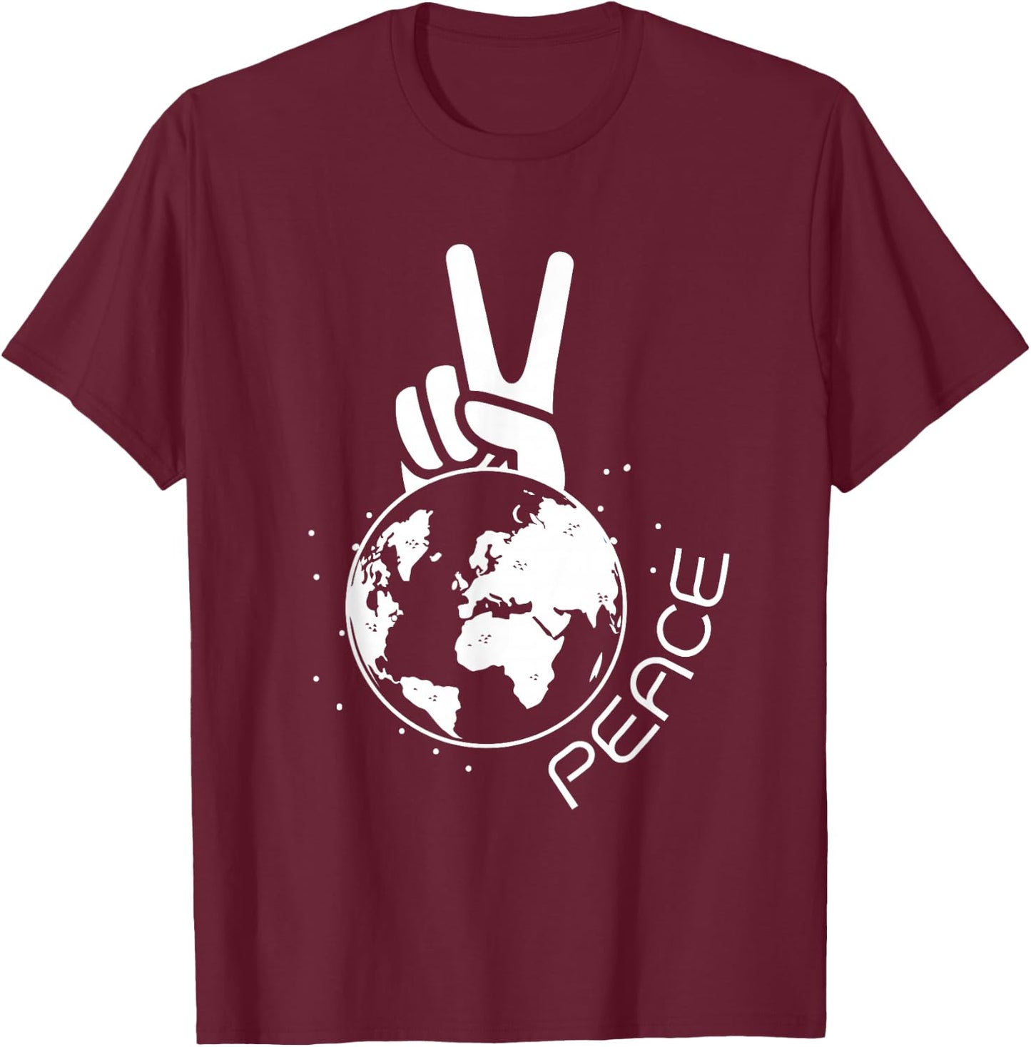 World Peace Earth Day Save Seas Environmental Peace Sign T-Shirt - T-Shirt | Maroon