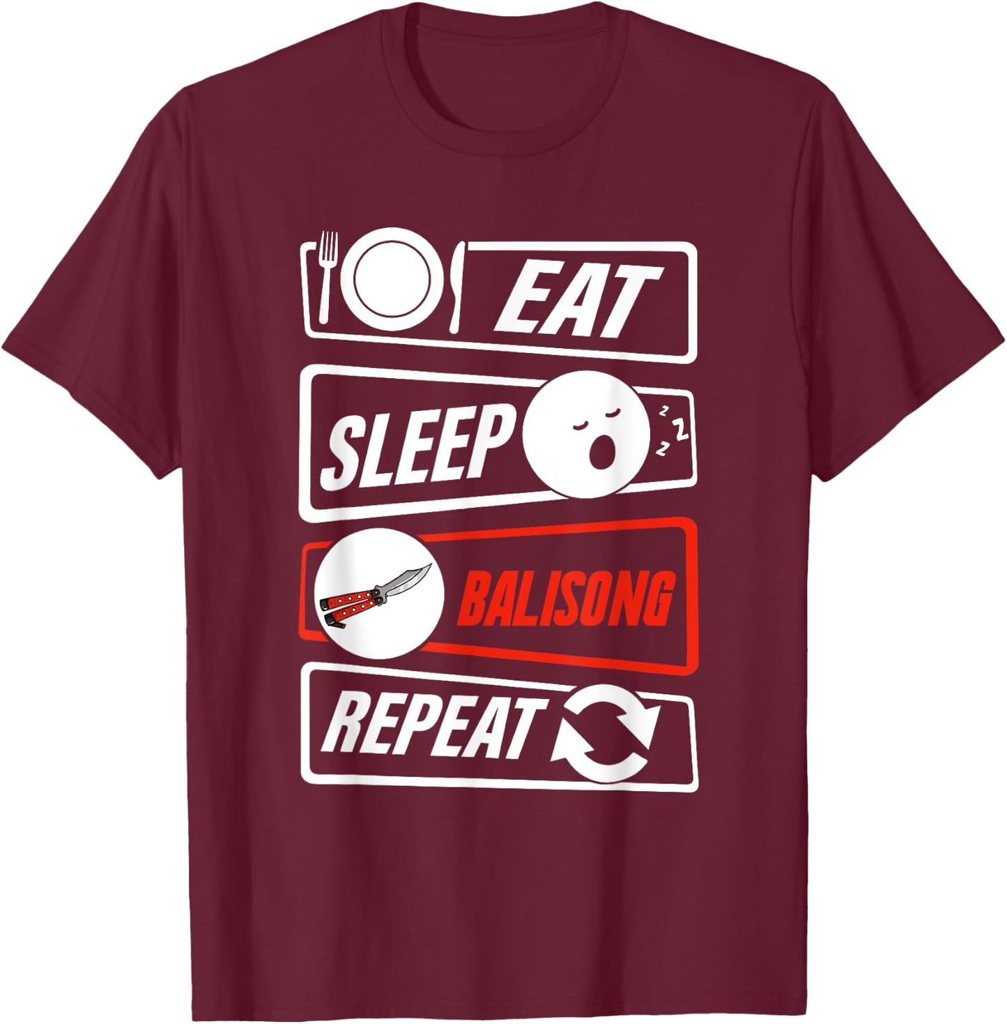 Balisong Knife Batangas Butterfly Folding Pocketknife T-Shirt - T-Shirt | Maroon