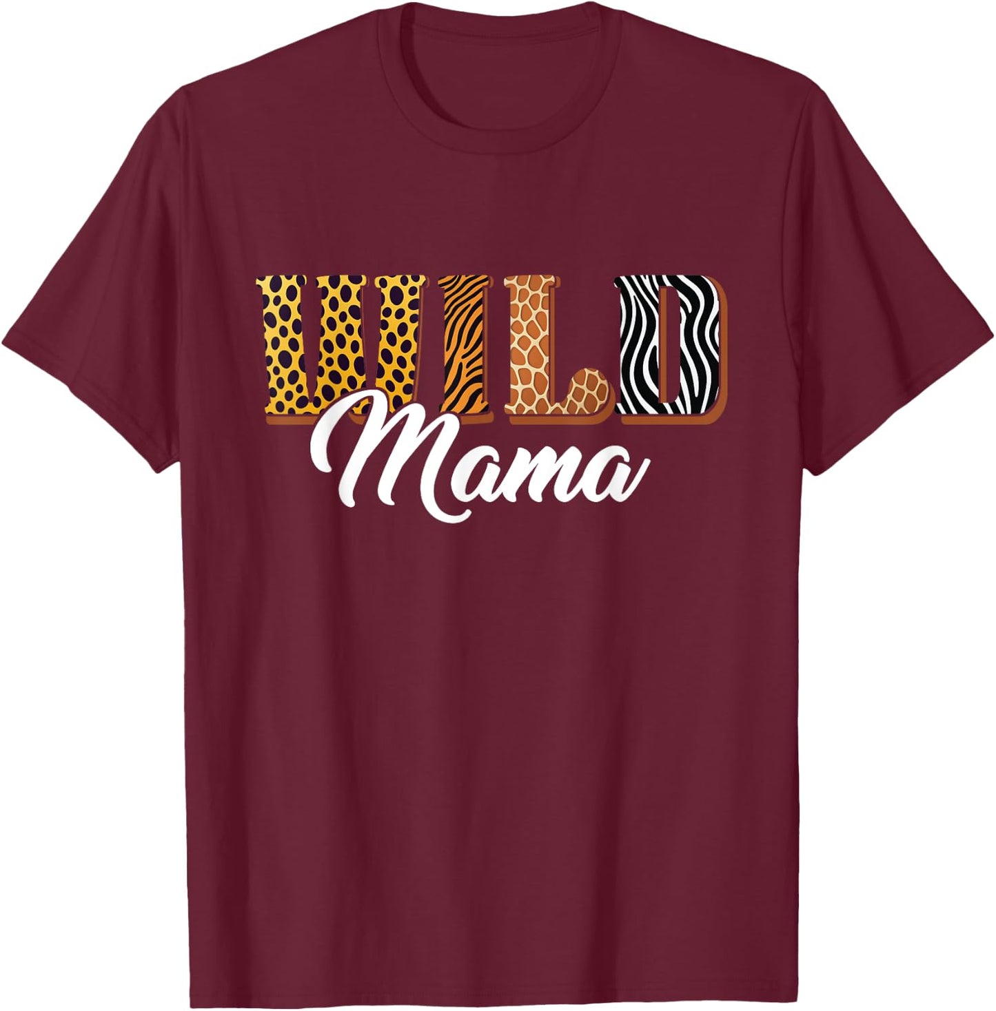 Wild Mama Zoo Safari Jungle Animal Birthday Matching Family T-Shirt - T-Shirt | Maroon