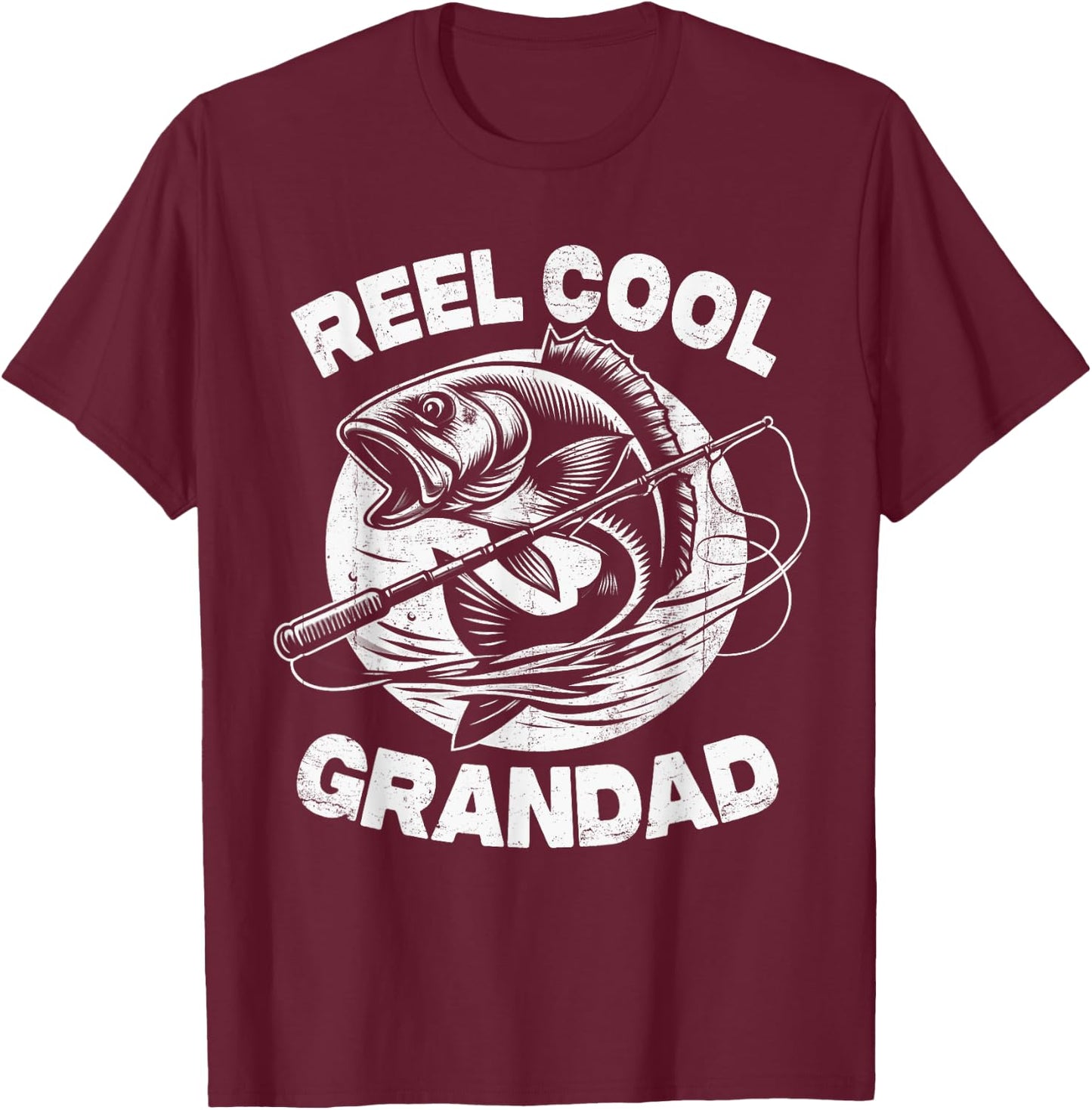 Reel Cool Grandad Fishing Father's Day Fisherman Fish T-Shirt - T-Shirt | Maroon