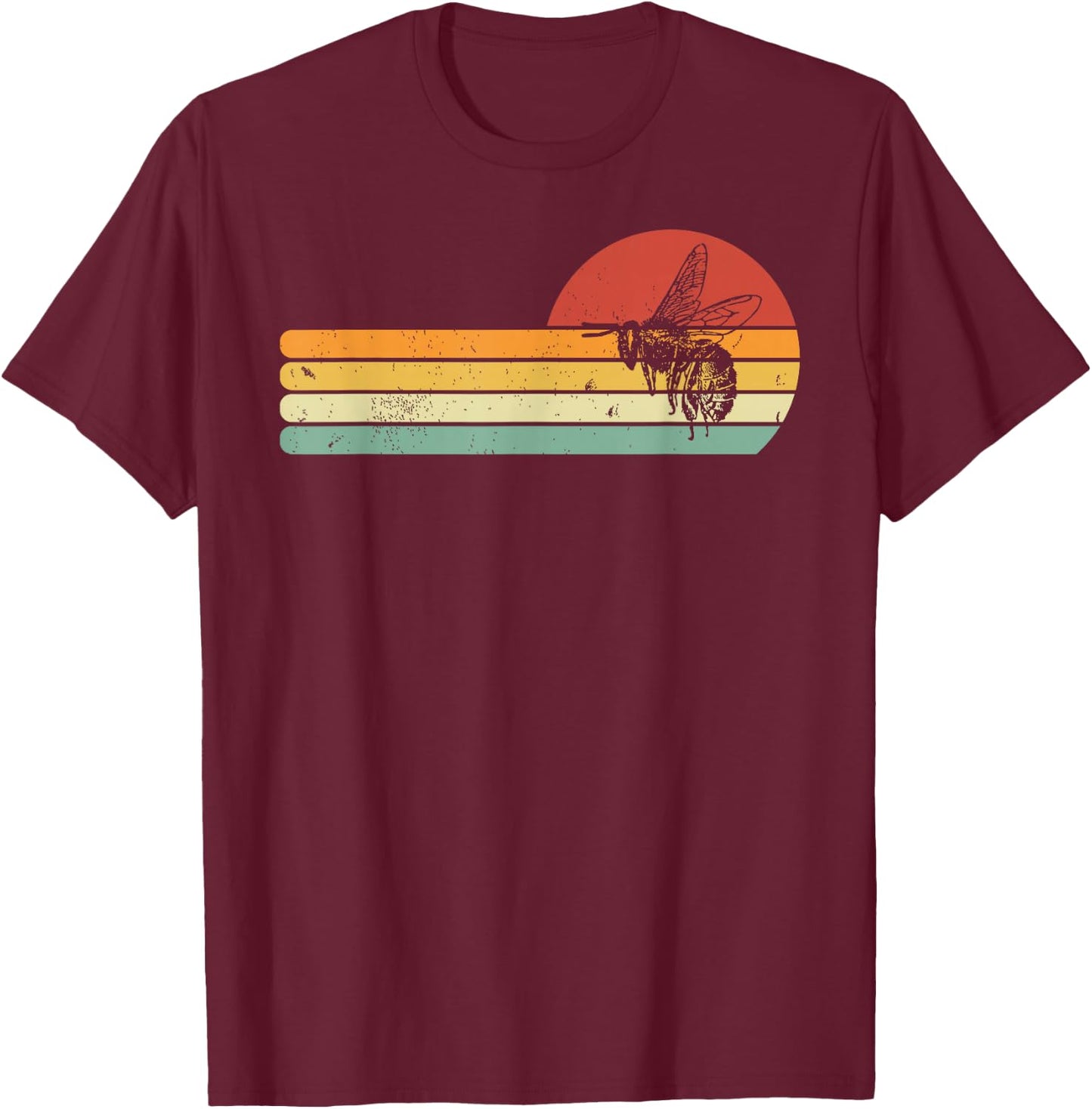 Colorful Beekeeper Honey Bee Farm Retro Beekeeping T-Shirt - T-Shirt | Maroon