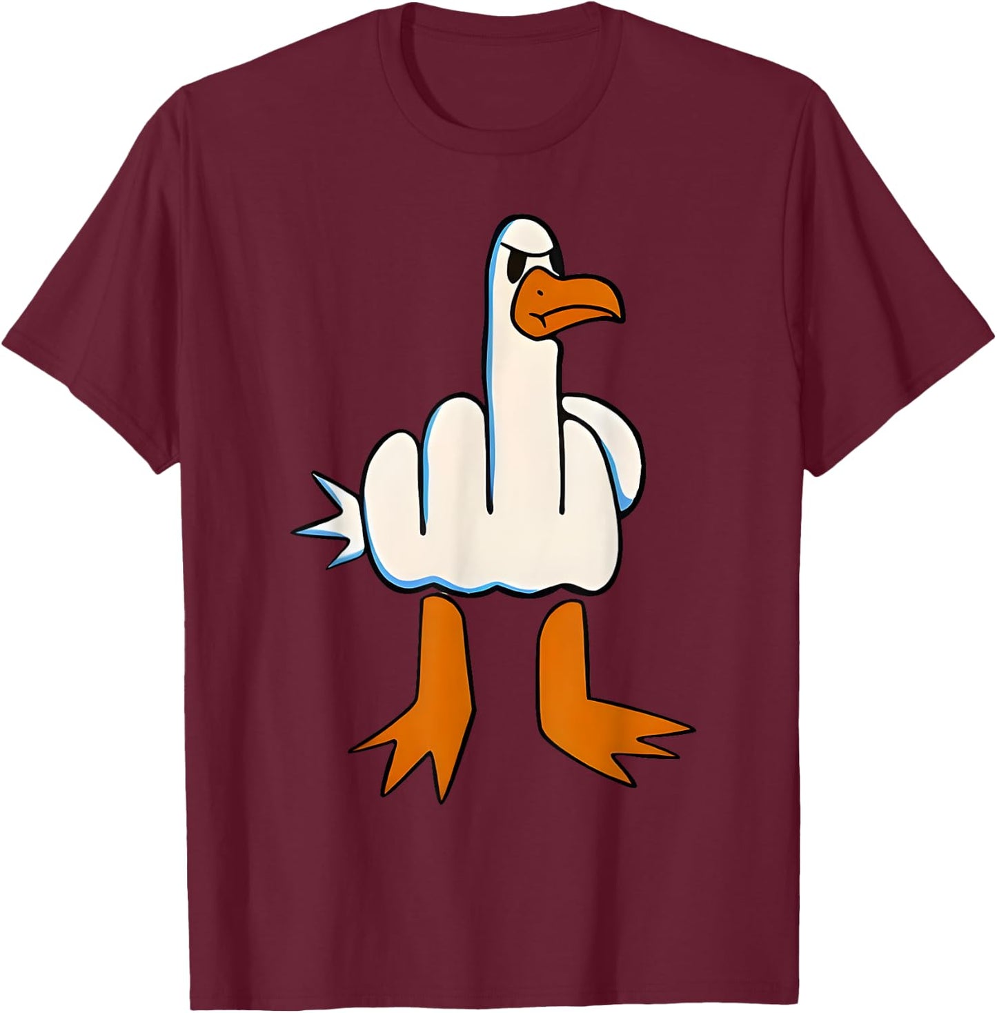 I Don't Give A Duck Middle Finger Funny Offensive Rude Duck T-Shirt - T-Shirt | Maroon