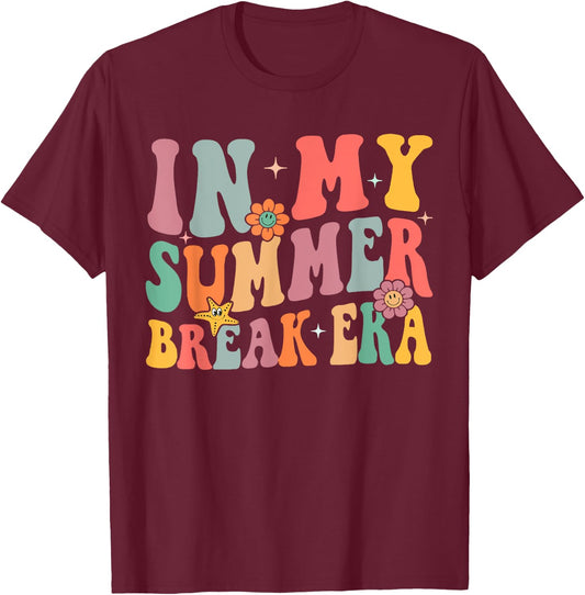 Teacher Summer In My Summer Break Era Last Day Of School T-Shirt - T-Shirt | Maroon