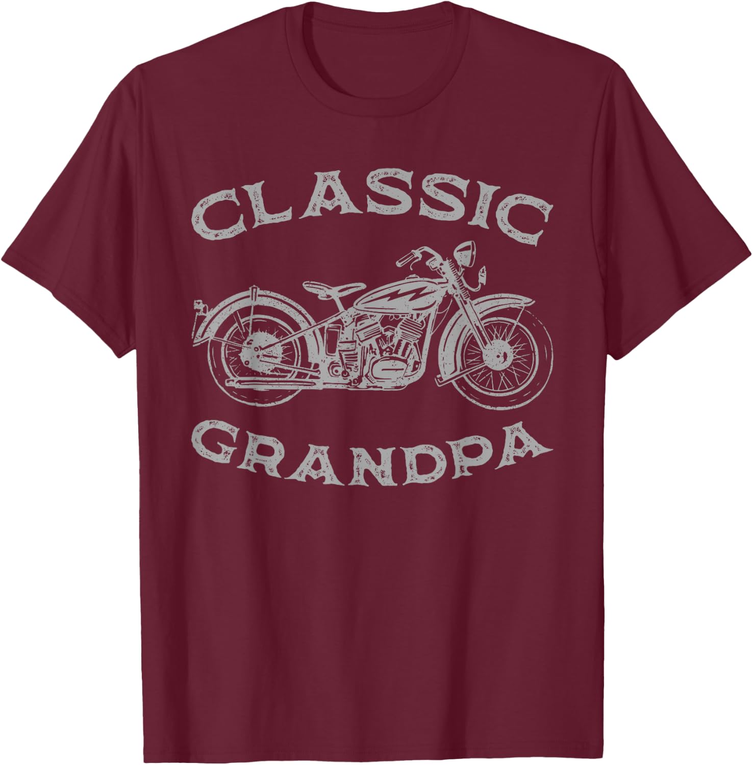 Vintage Classic Grandpa Funny Motorcycle Graphic Men's Biker T-Shirt - T-Shirt | Maroon