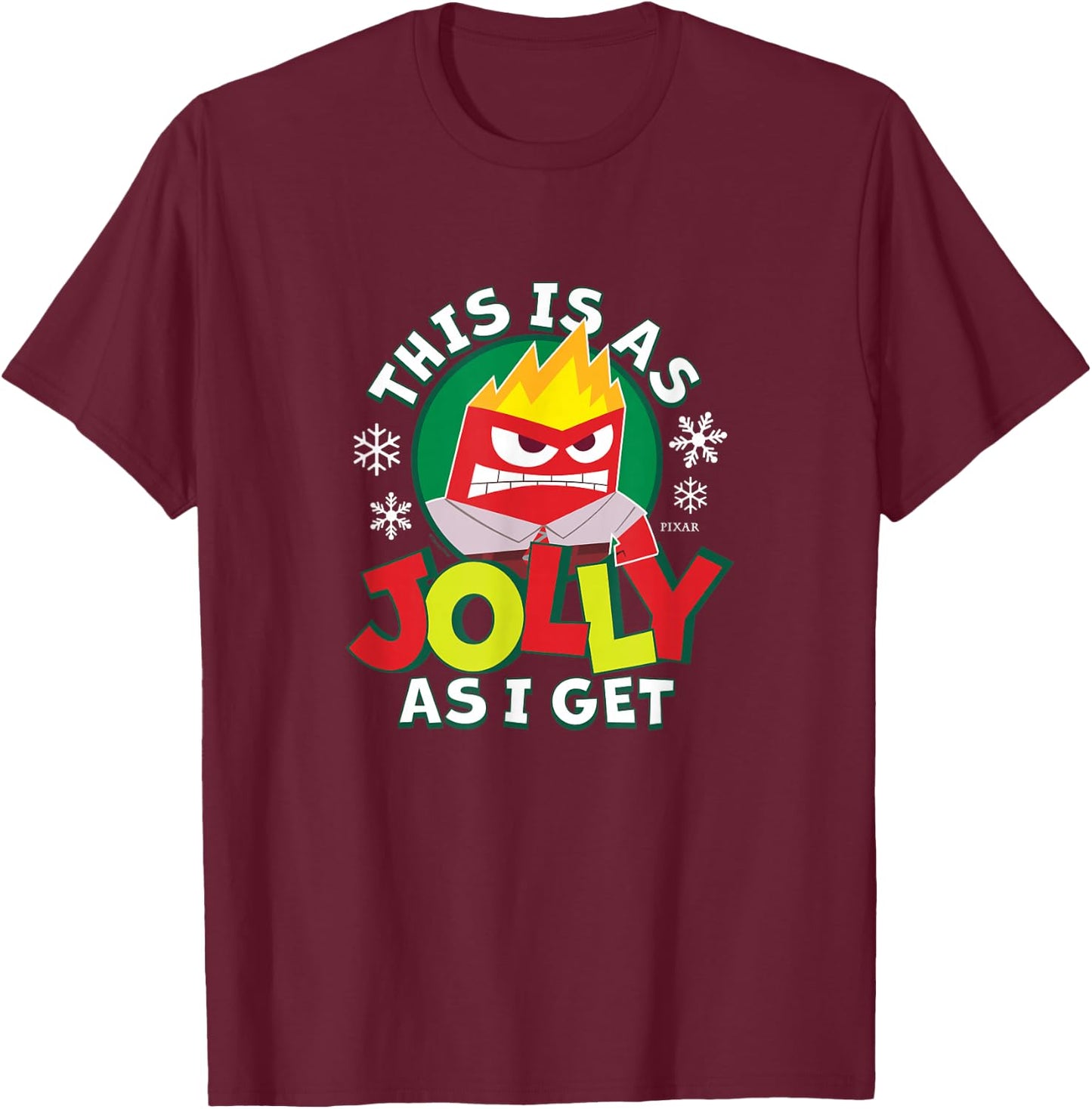Inside Out 2 - Anger Christmas This is As Jolly As I Get T-Shirt - T-Shirt | Maroon