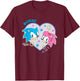 Sonic The Hedgehog Sonic & Amy Heart Shaped Portrait Retro T-Shirt - T-Shirt | Maroon