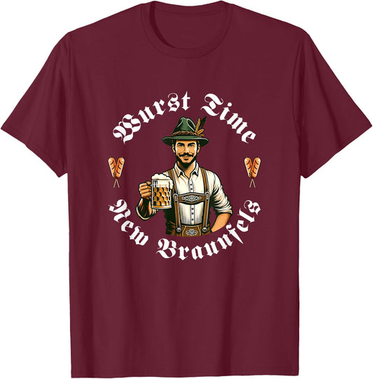 Wurst Time New Braunfels German Wurst Festival Funny T-Shirt - T-Shirt | Maroon