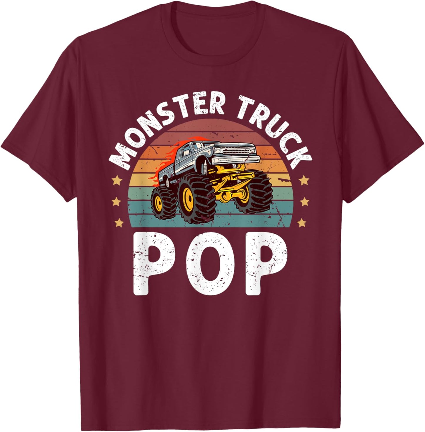 Monster Truck Pop Retro Monster Truck Pop Grandpa T-Shirt - T-Shirt | Maroon