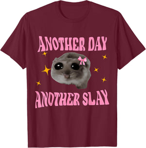 Twinkle Sad Hamster Another Day Another Stay T-Shirt - T-Shirt | Maroon