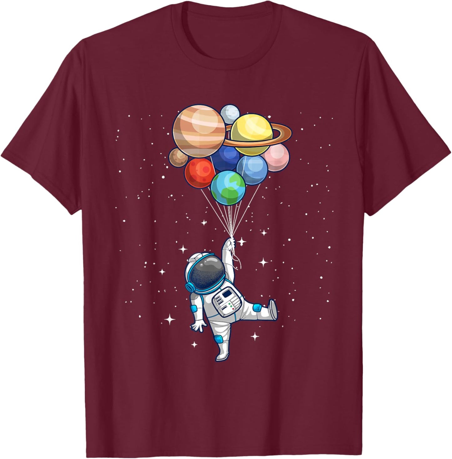 Space Themed Women Outer Space Moon Galaxy Astronaut T-Shirt - T-Shirt | Maroon