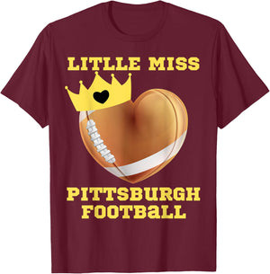 Little Miss Pittsburgh Football Fun Girl Toddler Girls Funny T-Shirt - T-Shirt | Maroon