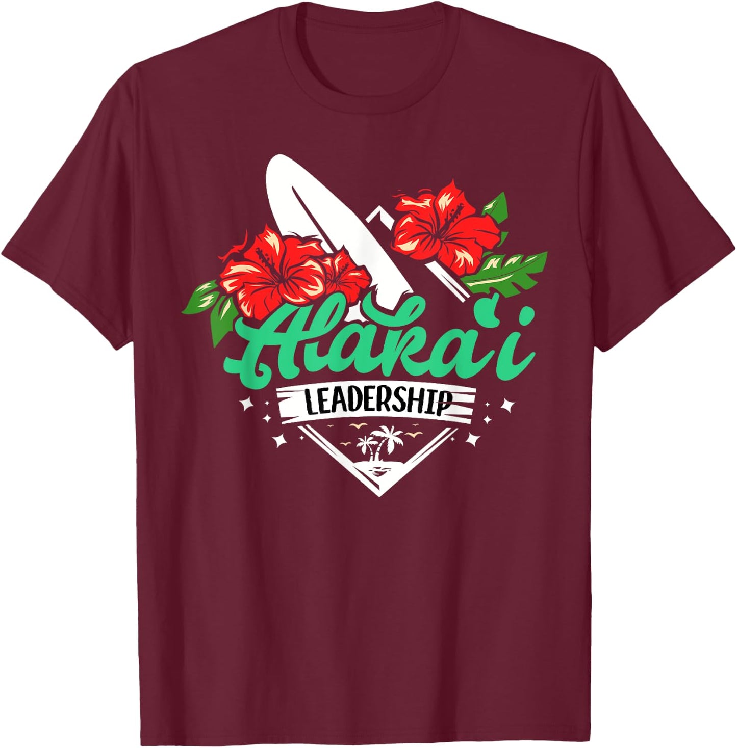Alakai Kauai Tropical Beach Island Hawaiian Surf Art Designe T-Shirt - T-Shirt | Maroon
