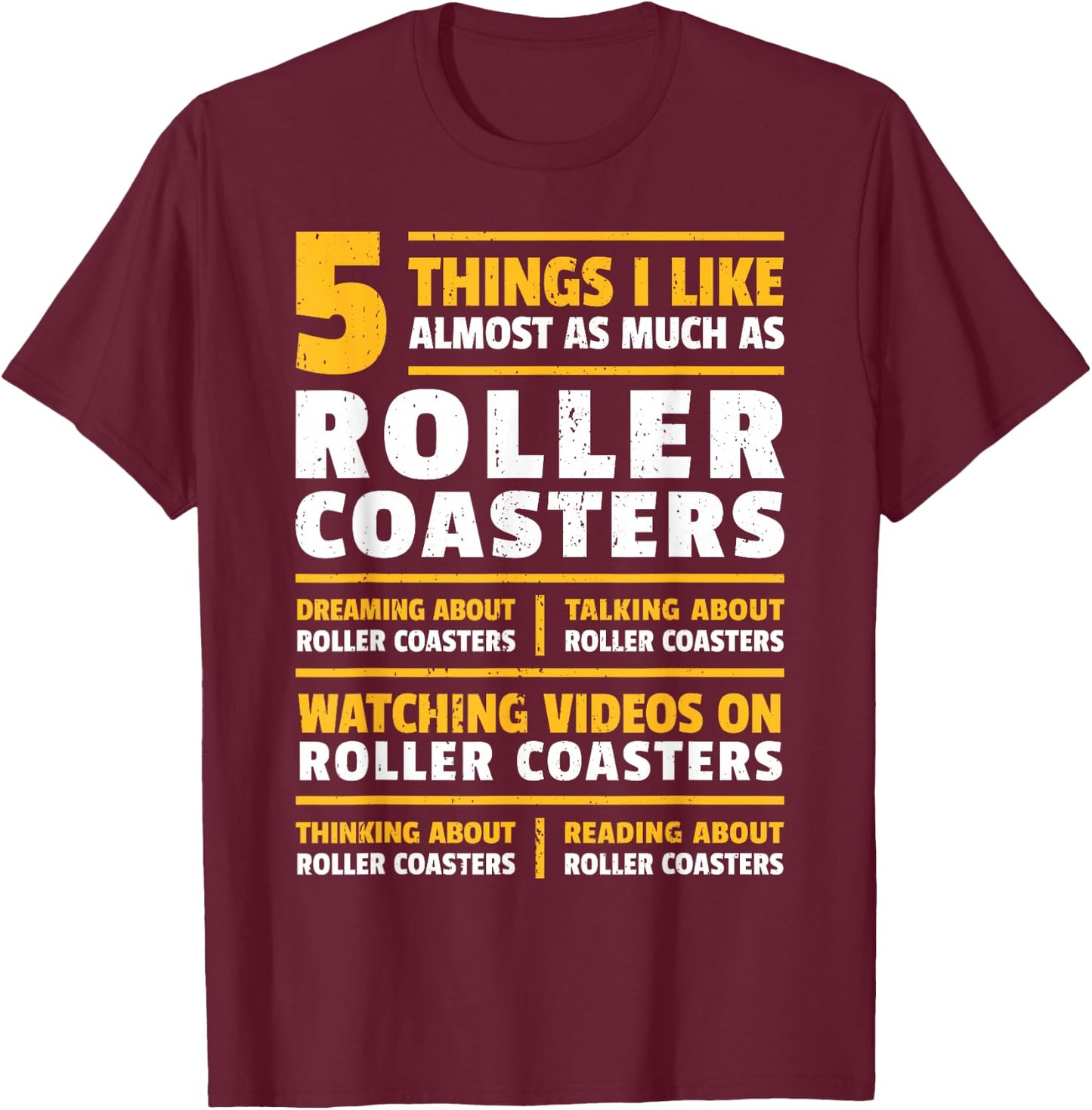 I Love Rollercoasters I Coaster Enthusiast I Roller Coaster T-Shirt - T-Shirt | Maroon