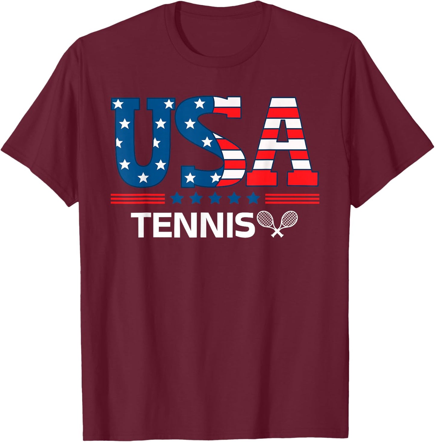 Tennis United States Flag Tennis USA Sport Tennis T-Shirt - T-Shirt | Maroon