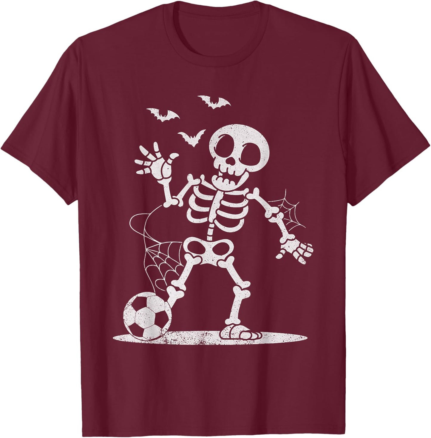 Soccer Skeleton Halloween Men Boys Soccer Player Halloween T-Shirt - T-Shirt | Maroon