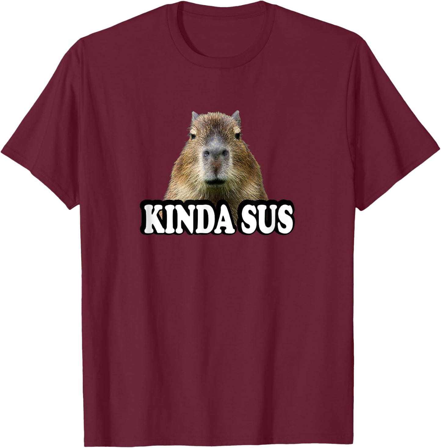 Kids Kinda Sus Meme Lover Capybara T-Shirt - T-Shirt | Maroon