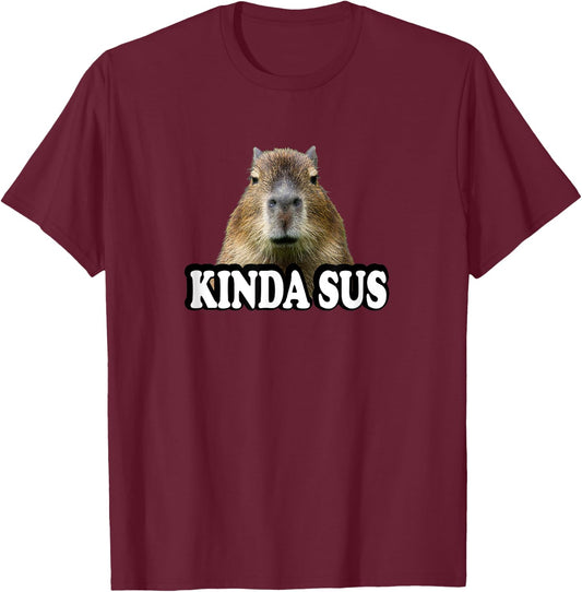 Kids Kinda Sus Meme Lover Capybara T-Shirt - T-Shirt | Maroon