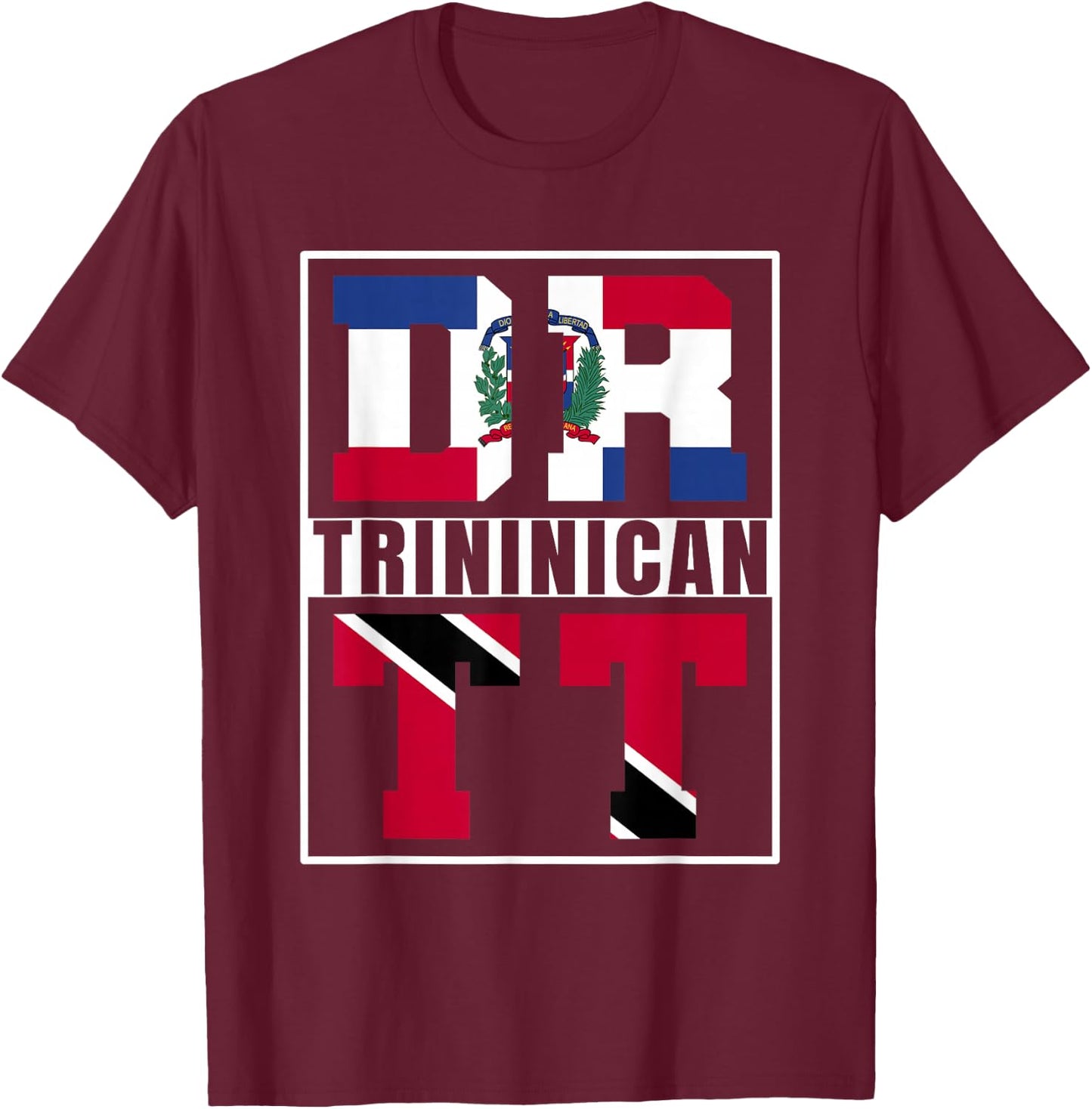 Trinidadian Dominicana Roots Trinidad and Dominican Republic T-Shirt - T-Shirt | Maroon