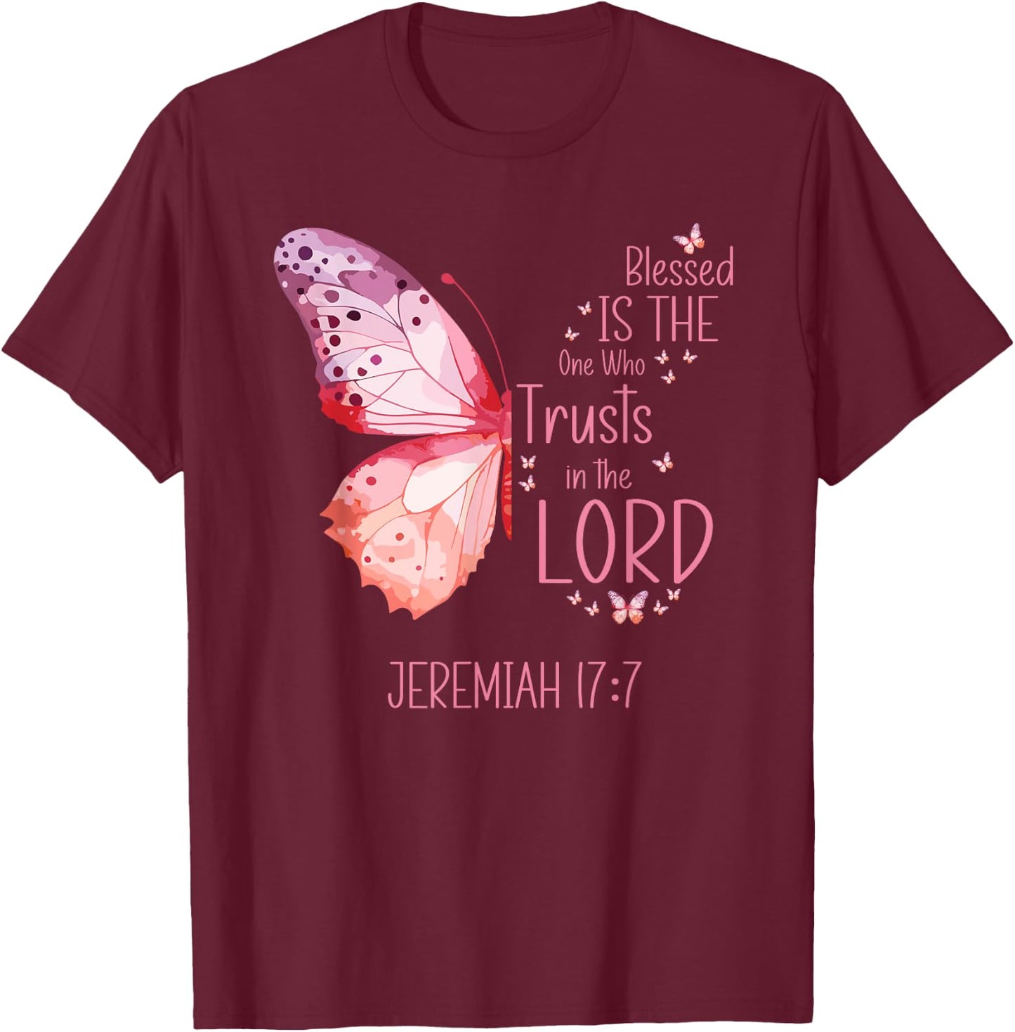 Christian Butterfly Inspirational Bible Verse T-Shirt - T-Shirt | Maroon