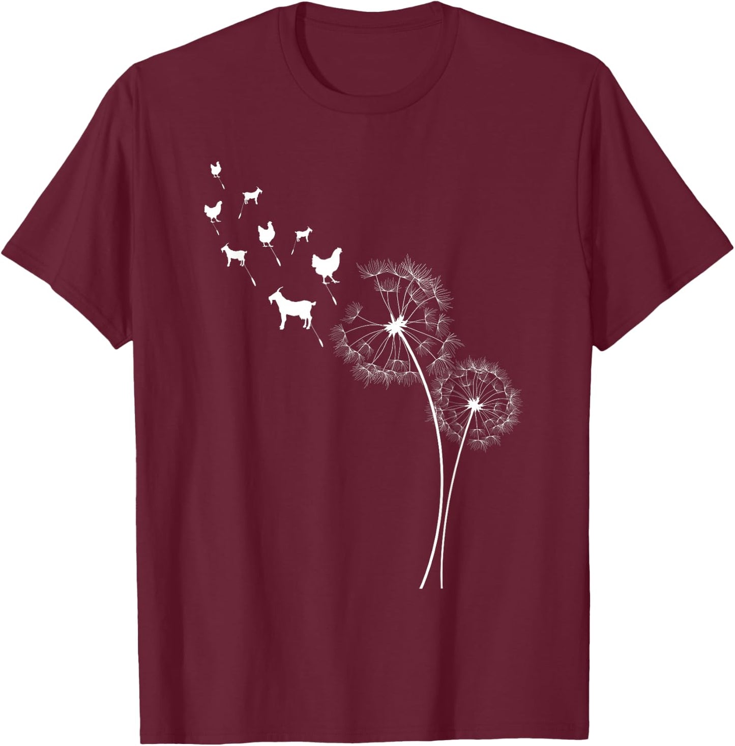 Dandelion Goat and Chicken T-Shirt - T-Shirt | Maroon