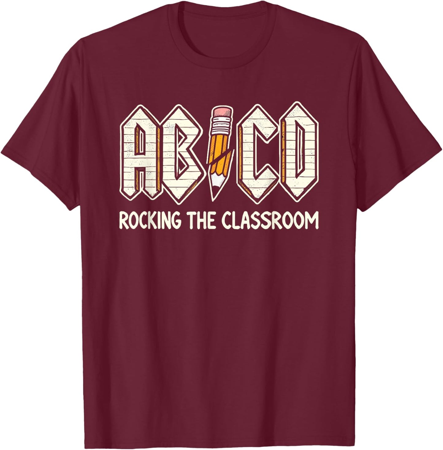 Retro ABCD Teacher Novelty Funny Back to School Teacher T-Shirt - T-Shirt | Maroon