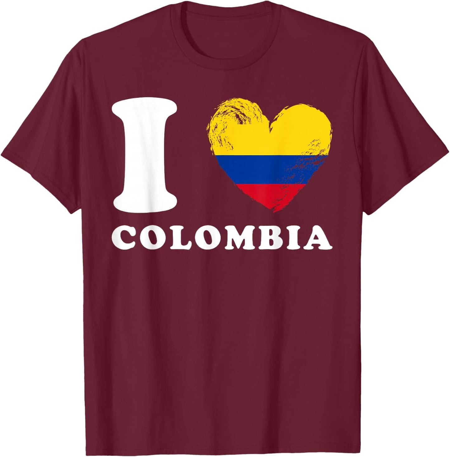 I Love Colombia - Heart Flag Colombia T-Shirt - T-Shirt | Maroon