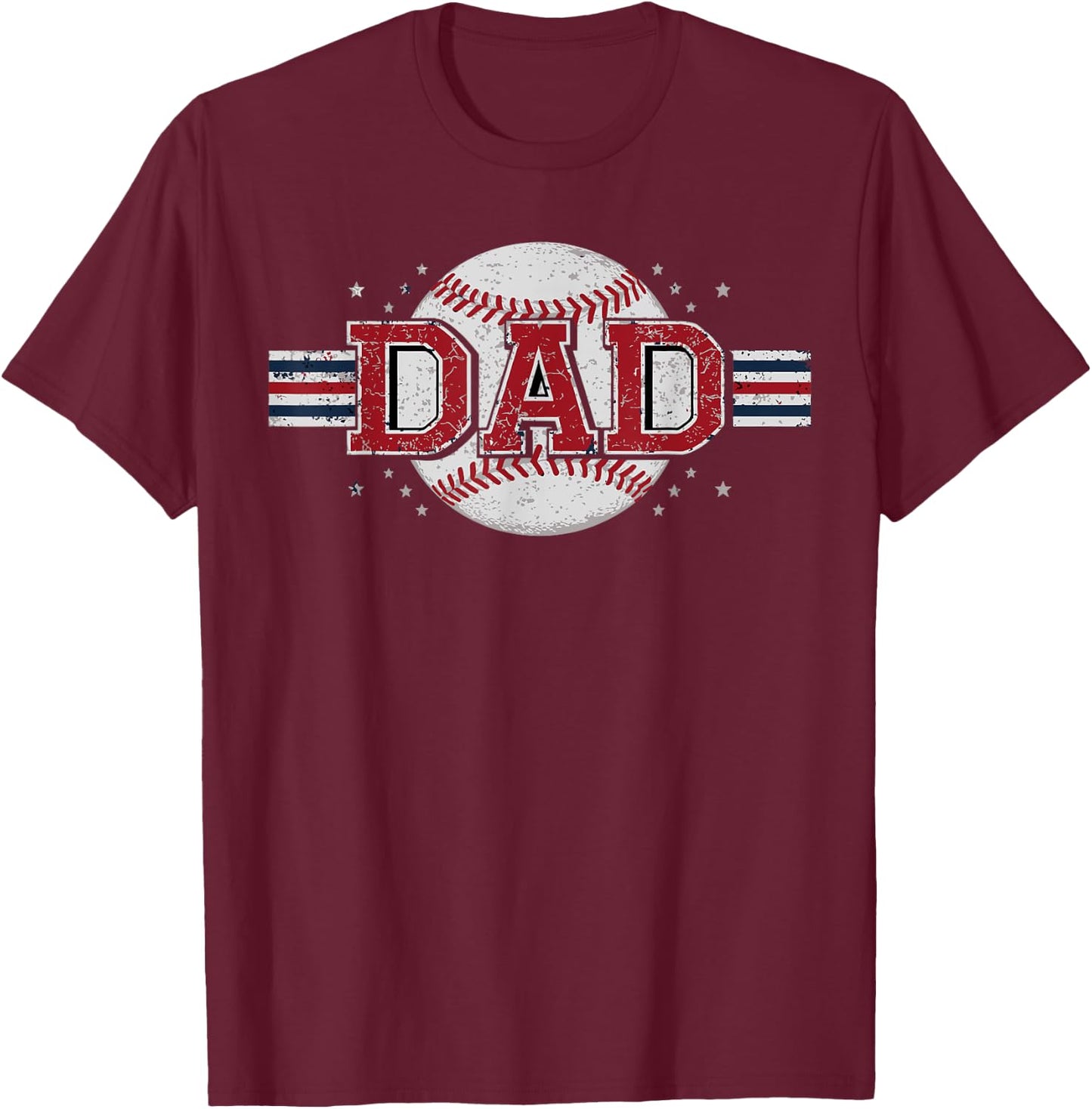 Dad Baseball Design for Sports Loving Father Retro Baseball T-Shirt - T-Shirt | Maroon