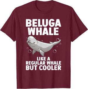 Funny Beluga Whale Art Women Kid Toddler Whale Lover T-Shirt - T-Shirt | Maroon