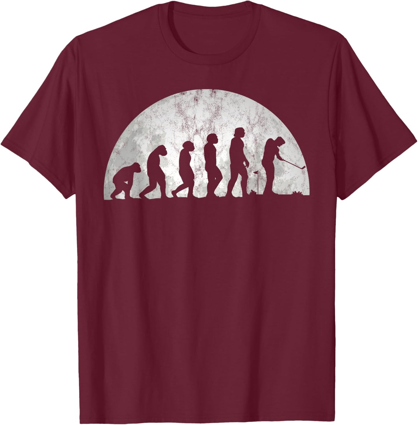 Golf Evolution - Evolution Of Man Golfing T-Shirt - T-Shirt | Maroon