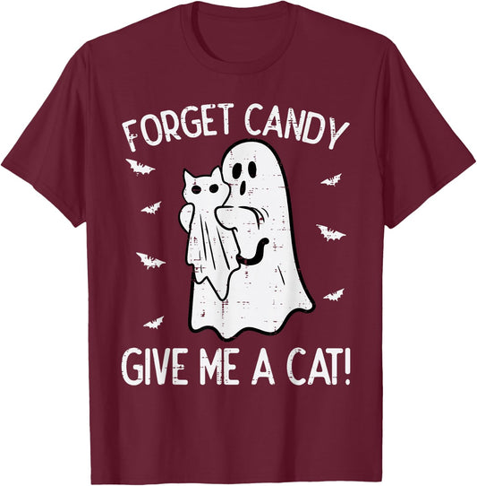 Halloween Forget Candy Give Me Cat Funny Costume Men Women T-Shirt - T-Shirt | Maroon