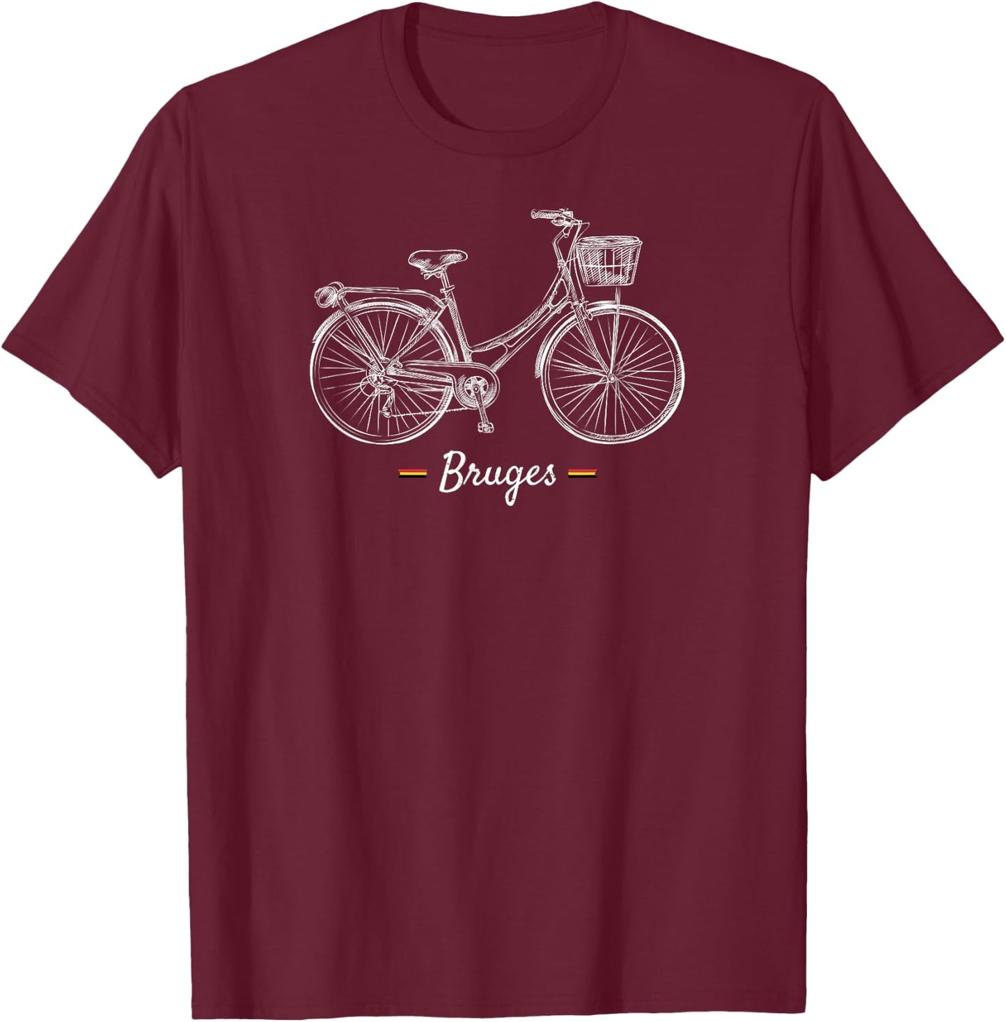 Vintage Bicycle Bruges Belgium | Bike Lover T-Shirt - T-Shirt | Maroon