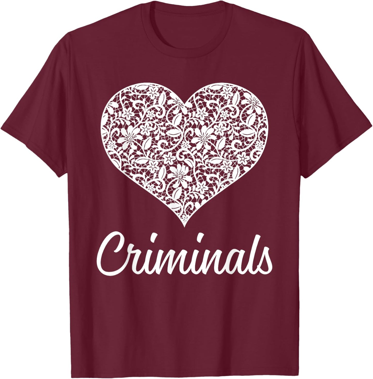 Criminals Yuma Lace Heart HS T-Shirt - T-Shirt | Maroon