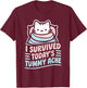 Bellyache Gastric Distress Indigestion I Survived Today's Tummy Ache -Adults Black Short Sleeve T-Shirt - T-Shirt | Maroon