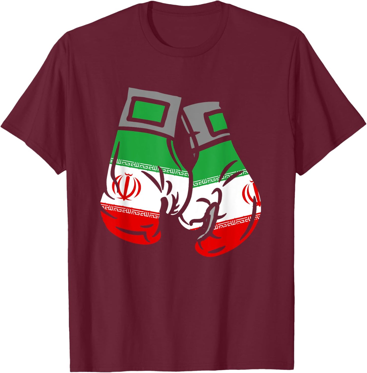 Boxing Glove With The Flag Of Iran T-Shirt - T-Shirt | Maroon