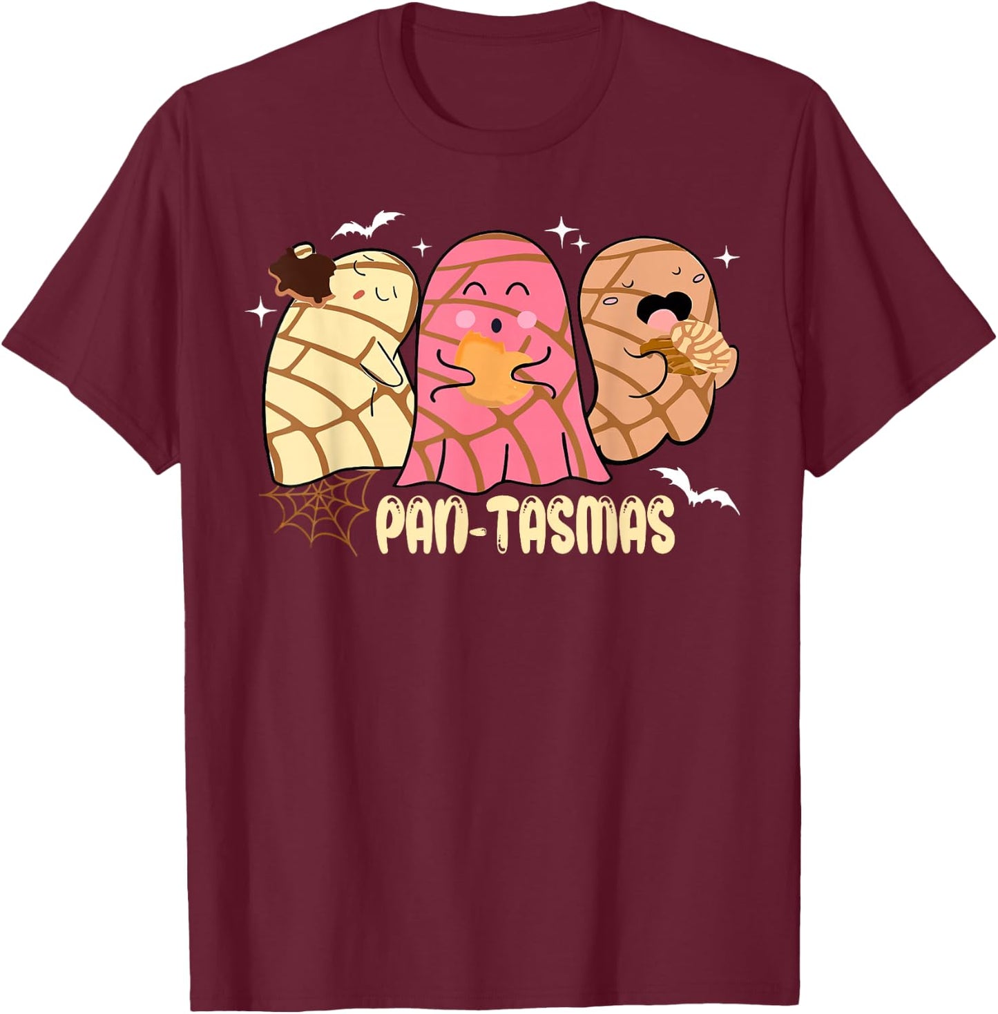 Pantasmas Ghost Funny Spooky Conchas Mexican Ghost Halloween T-Shirt - T-Shirt | Maroon