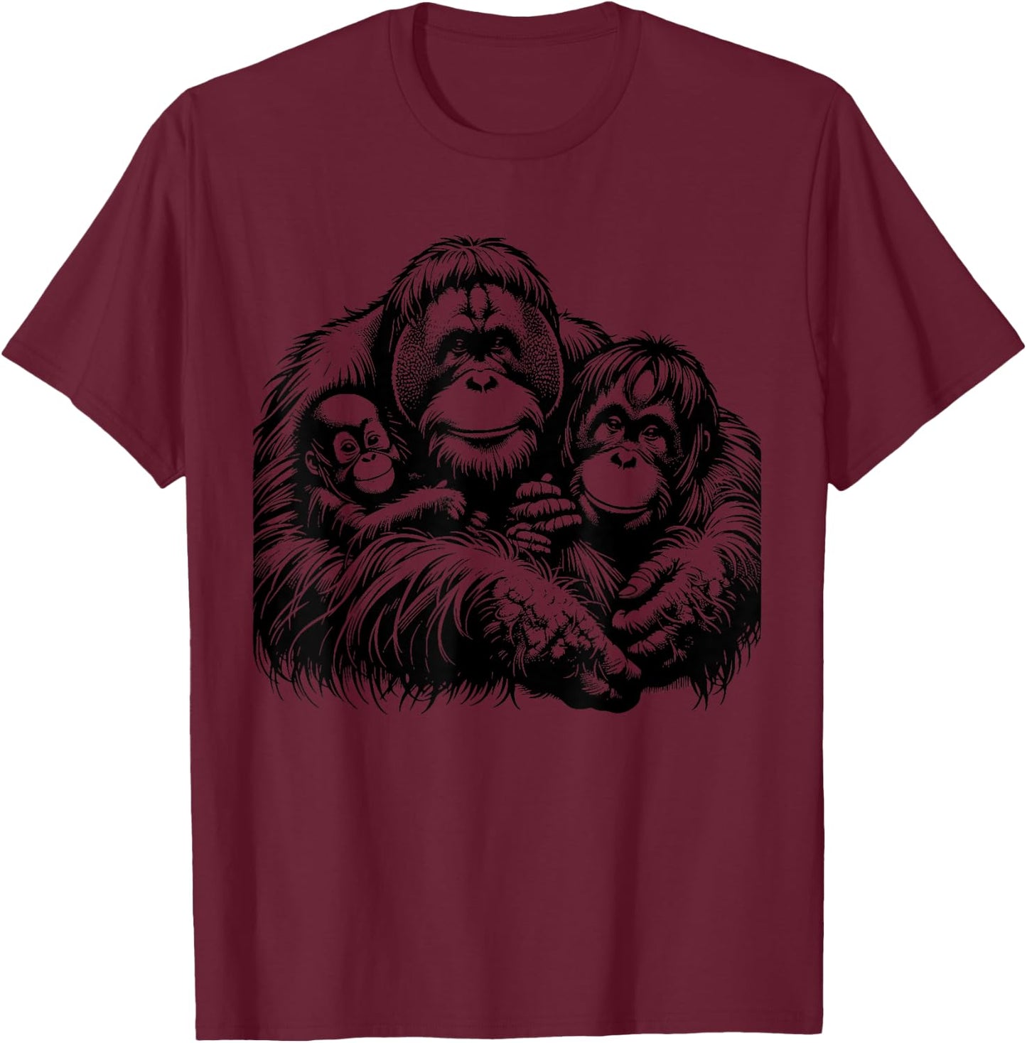 Vintage Orangutan Primate monkey adorable family funny T-Shirt - T-Shirt | Maroon