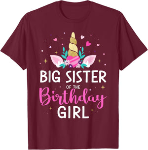 Big sister of birthday girl matching family unicorn party T-Shirt - T-Shirt | Maroon