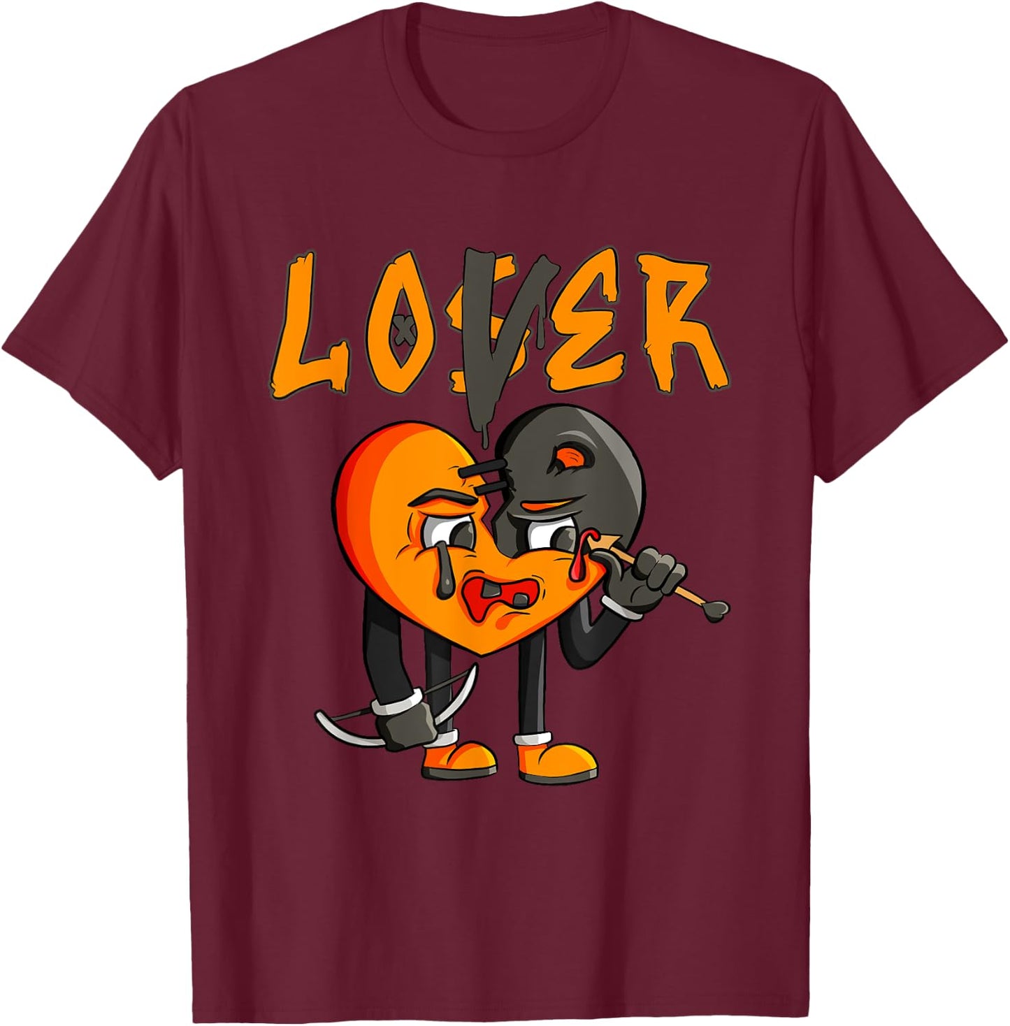 Graphic Orange Women Matching Loser Lover Drip T-Shirt - T-Shirt | Maroon
