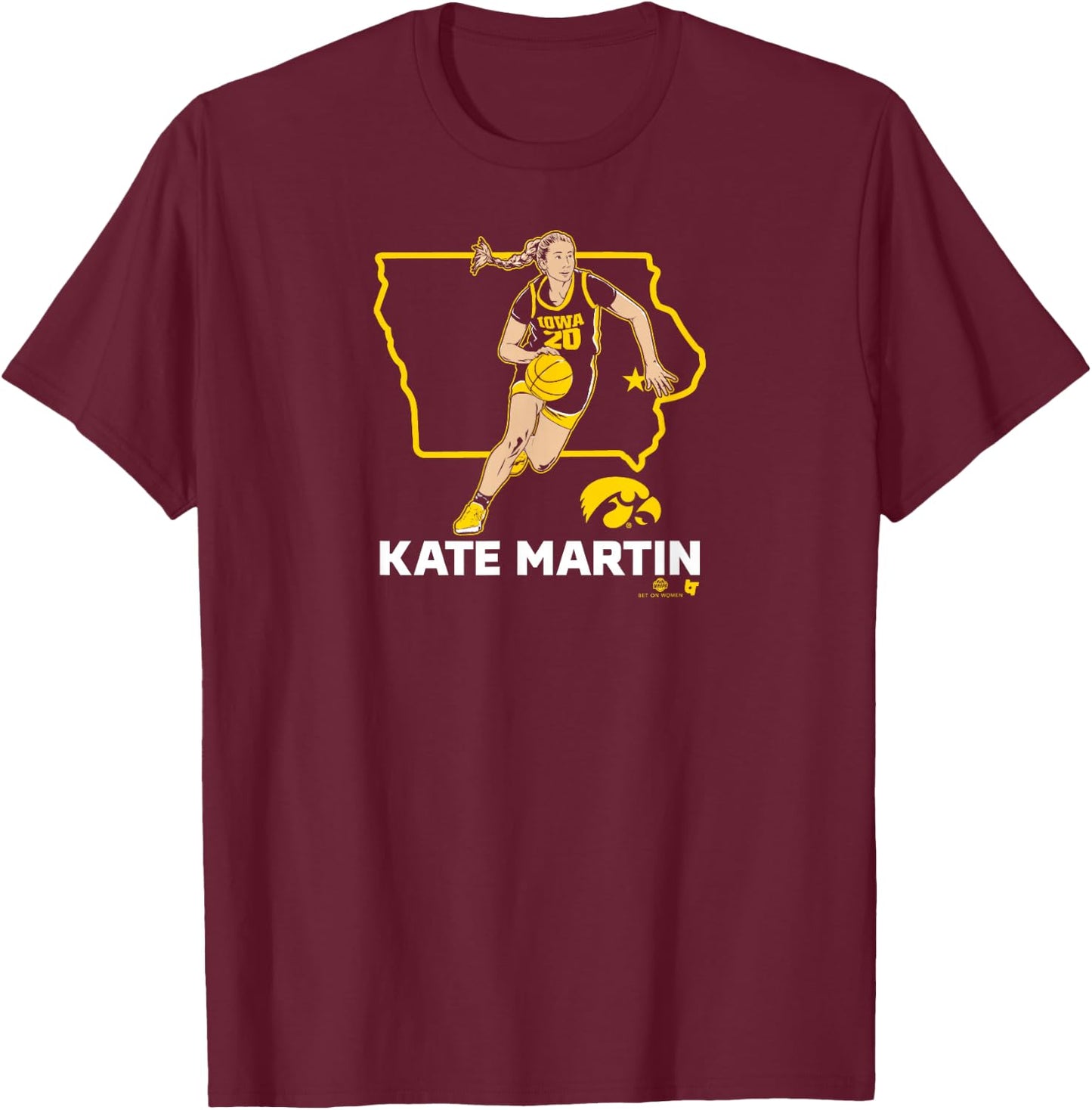 Kate Martin: State Star - Iowa Basketball T-Shirt - T-Shirt | Maroon